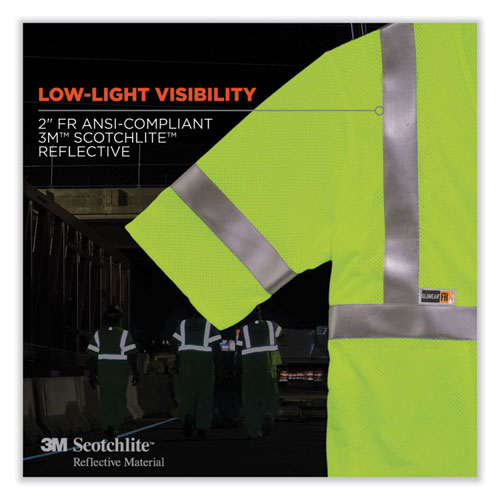 Image of Ergodyne® Glowear 8356Frhl Class 3 Fr Hook And Loop Safety Vest With Sleeves, Modacrylic. 2Xl/3Xl, Lime, Ships In 1-3 Business Days
