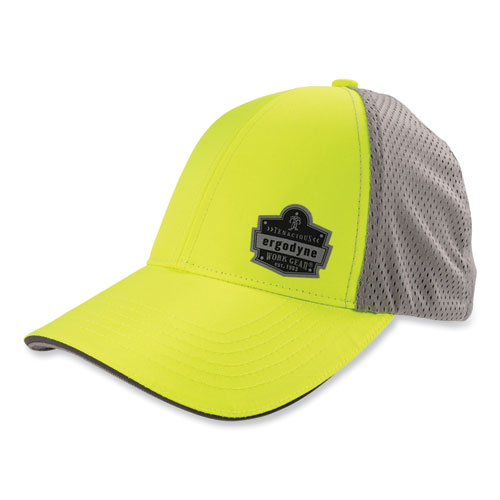 GloWear 8931 Reflective Stretch-Fit Hat, Cotton/Polyester, Ergodyne Logo, Small/Med, Hi-Vis Lime, Ships in 1-3 Business Days