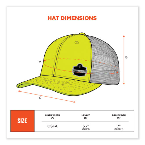 GloWear 8933 Reflective Snapback Hat, Cotton/Polyester, Ergodyne Logo, One Size, Hi-Vis Lime, Ships in 1-3 Business Days
