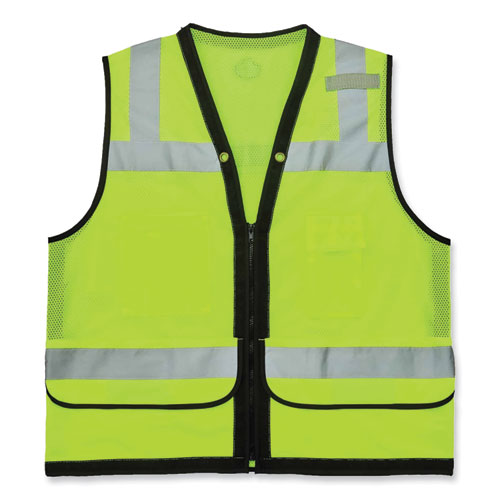 Ergodyne® Glowear 8253Hdz Class 2 Heavy-Duty Mesh Surveyors Vest, Polyester, Large/X-Large, Lime, Ships In 1-3 Business Days