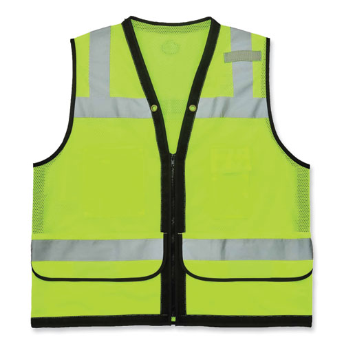 GloWear 8253HDZ Class 2 Heavy-Duty Mesh Surveyors Vest, Polyester, 2X-Large/3X-Large, Lime