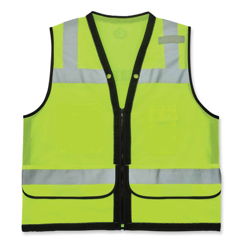 GloWear 8253HDZ Class 2 Heavy-Duty Mesh Surveyors Vest, Polyester, 4X-Large/5X-Large, Lime