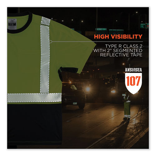 GloWear 8283BK Class 2 Lightweight Performance Hi-Vis T-Shirt, Polyester, Large, Lime