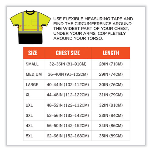 GloWear 8283BK Class 2 Lightweight Performance Hi-Vis T-Shirt, Polyester, 5X-Large, Lime