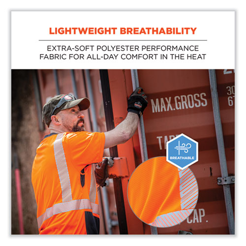 GloWear 8283BK Class 2 Lightweight Performance Hi-Vis T-Shirt, Polyester, Small, Orange