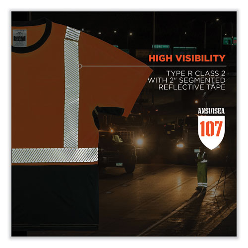GloWear 8283BK Class 2 Lightweight Performance Hi-Vis T-Shirt, Polyester, Small, Orange
