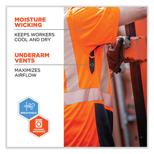GloWear 8283BK Class 2 Lightweight Performance Hi-Vis T-Shirt, Polyester, Small, Orange
