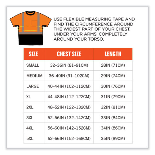 GloWear 8283BK Class 2 Lightweight Performance Hi-Vis T-Shirt, Polyester, Small, Orange