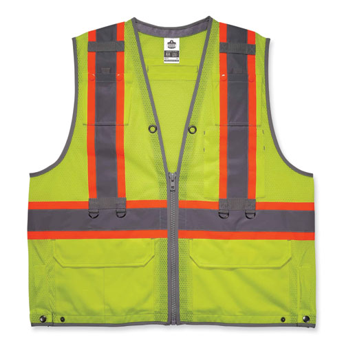 ergodyne® GloWear 8231TV Class 2 Hi-Vis Tool Tethering Safety Vest, Polyester, Small/Medium, Lime, Ships in 1-3 Business Days