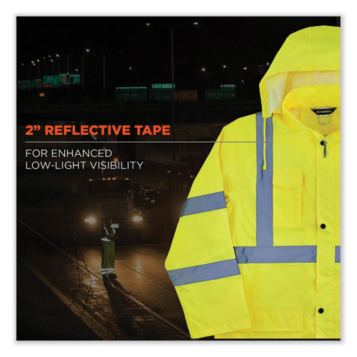 Ergodyne GloWear 8366 4XL Lime Lightweight Hi-Vis Rain Jacket