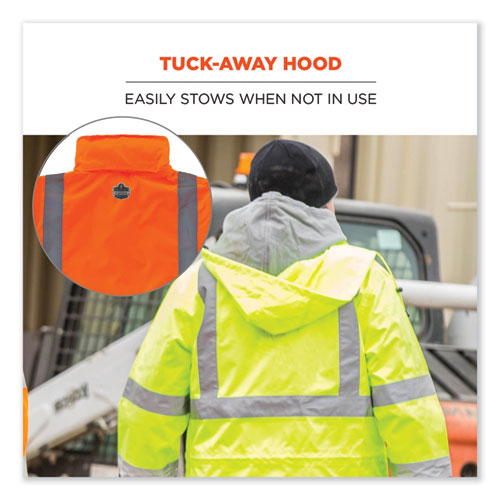 GloWear 8366 Class 3 Lightweight Hi-Vis Rain Jacket, Polyester, Small, Orange