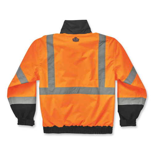 GloWear 8379 Class 3 Hi-Vis Fleece Lined Bomber Jacket, Orange, 4X-Large