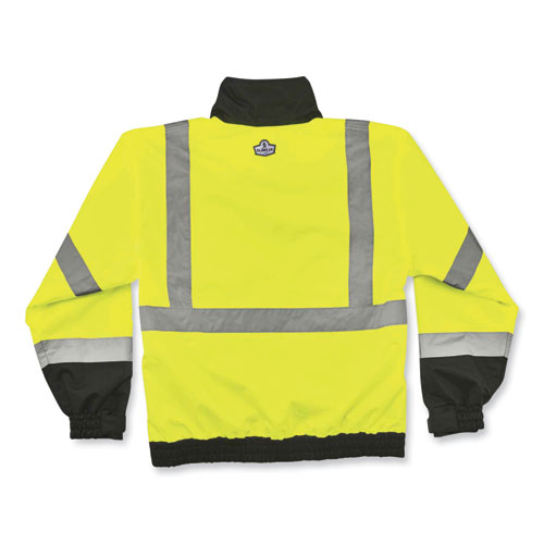 GloWear 8379 Class 3 Hi-Vis Fleece Lined Bomber Jacket, Lime, 3X-Large