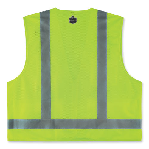 GloWear 8249Z-S Single Size Class 2 Economy Surveyors Zipper Vest, Polyester, X-Small, Lime