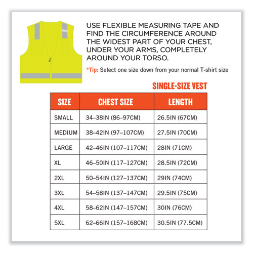 GloWear 8249Z-S Single Size Class 2 Economy Surveyors Zipper Vest, Polyester, X-Small, Lime