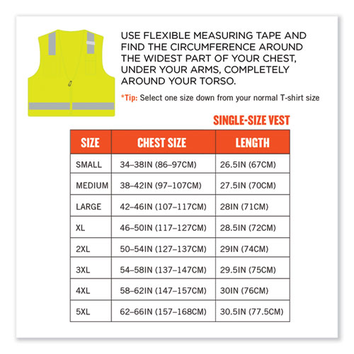 GloWear 8249Z-S Single Size Class 2 Economy Surveyors Zipper Vest, Polyester, 2X-Large, Lime