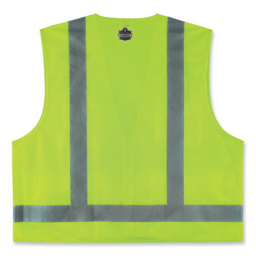 GloWear 8249Z-S Single Size Class 2 Economy Surveyors Zipper Vest, Polyester, 5X-Large, Lime