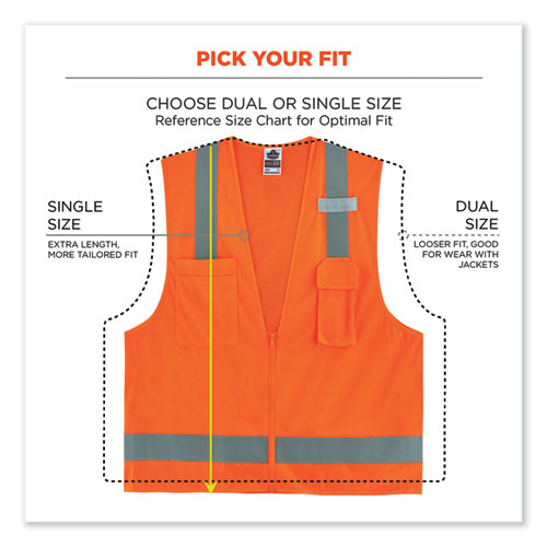 GloWear 8249Z-S Single Size Class 2 Economy Surveyors Zipper Vest, Polyester, X-Large, Orange, Ships in 1-3 Business Days