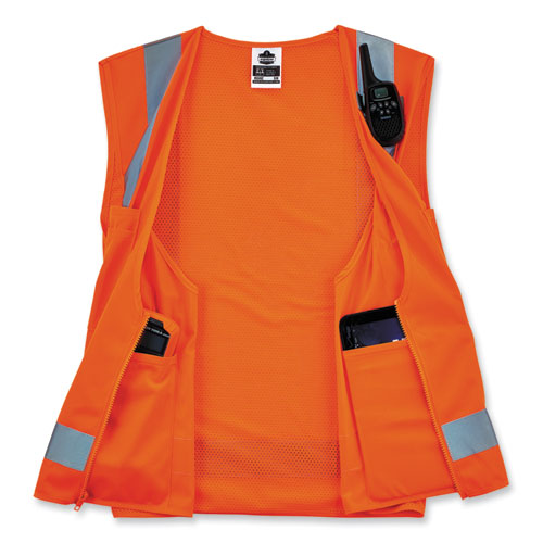 GloWear 8249Z-S Single Size Class 2 Economy Surveyors Zipper Vest, Polyester, 4X-Large, Orange