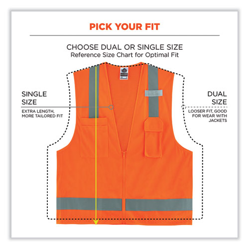 GloWear 8249Z-S Single Size Class 2 Economy Surveyors Zipper Vest, Polyester, 4X-Large, Orange, Ships in 1-3 Business Days