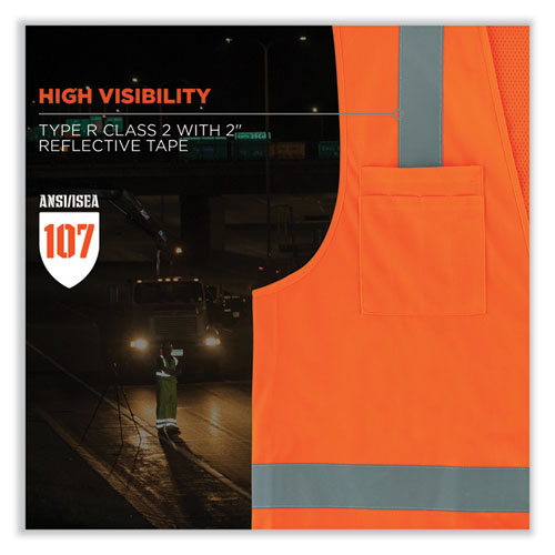 GloWear 8249Z-S Single Size Class 2 Economy Surveyors Zipper Vest, Polyester, 5X-Large, Orange