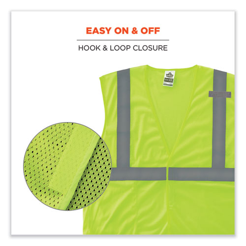 GloWear 8210HL-S Single Size Class 2 Economy Mesh Vest, Polyester, X-Small, Lime