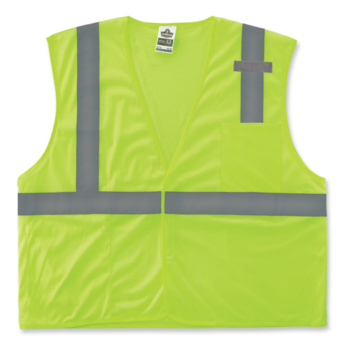 ergodyne® GloWear 8210HL-S Single Size Class 2 Economy Mesh Vest, Polyester, X-Small, Lime, Ships in 1-3 Business Days