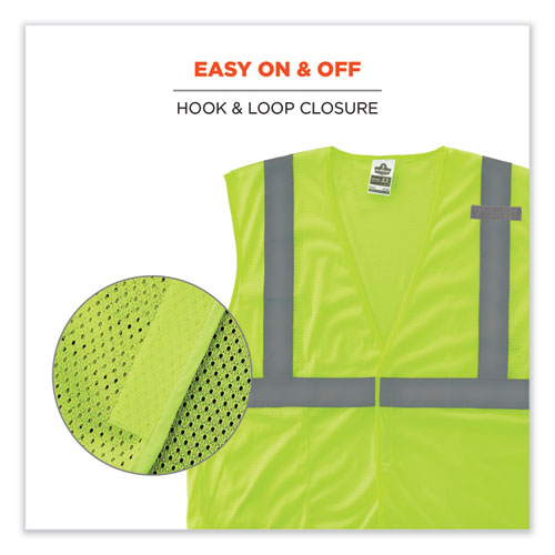 GloWear 8210HL-S Single Size Class 2 Economy Mesh Vest, Polyester, Large, Lime, Ships in 1-3 Business Days