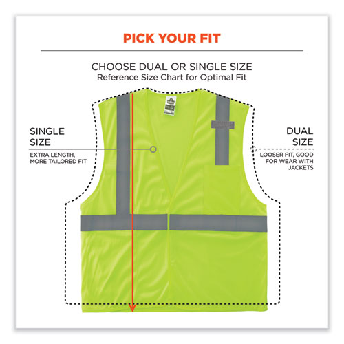 GloWear 8210HL-S Single Size Class 2 Economy Mesh Vest, Polyester, Large, Lime, Ships in 1-3 Business Days