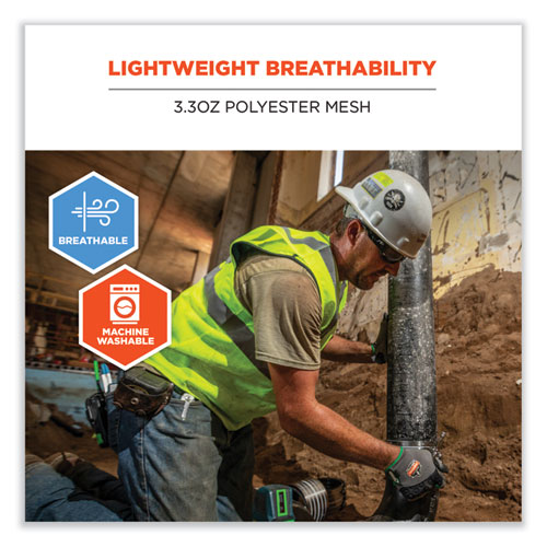 GloWear 8210HL-S Single Size Class 2 Economy Mesh Vest, Polyester, 3X-Large, Lime, Ships in 1-3 Business Days