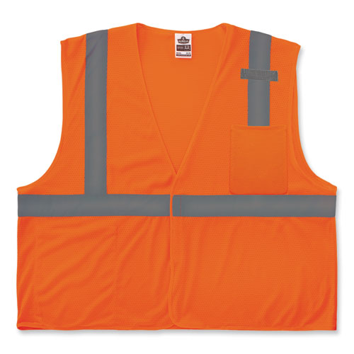 GloWear 8210HL-S Single Size Class 2 Economy Mesh Vest, Polyester, Small, Orange
