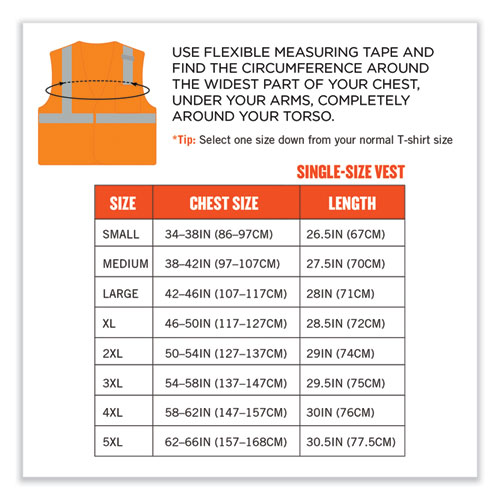 GloWear 8210HL-S Single Size Class 2 Economy Mesh Vest, Polyester, 4X-Large, Orange