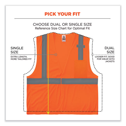 GloWear 8210HL-S Single Size Class 2 Economy Mesh Vest, Polyester, 5X-Large, Orange