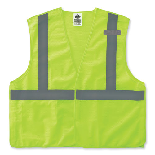ergodyne® GloWear 8215BA-S Single Size Class 2 Economy Breakaway Mesh Vest, Polyester, 2X-Large, Lime, Ships in 1-3 Business Days