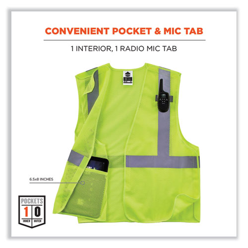 GloWear 8215BA-S Single Size Class 2 Economy Breakaway Mesh Vest, Polyester, Small, Lime