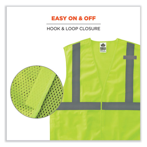 GloWear 8215BA-S Single Size Class 2 Economy Breakaway Mesh Vest, Polyester, Small, Lime