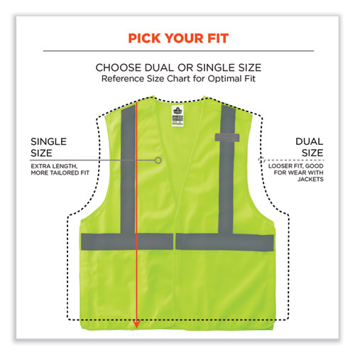 GloWear 8215BA-S Single Size Class 2 Economy Breakaway Mesh Vest, Polyester, Small, Lime