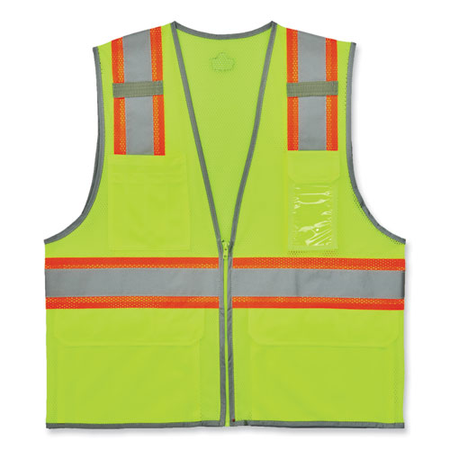GloWear 8246Z-S Single Size Class 2 Two-Tone Mesh Vest, Polyester, 3X-Large, Lime, Ships in 1-3 Business Days