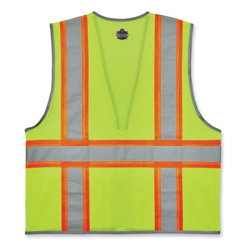 GloWear 8246Z-S Single Size Class 2 Two-Tone Mesh Vest, Polyester, 3X-Large, Lime, Ships in 1-3 Business Days
