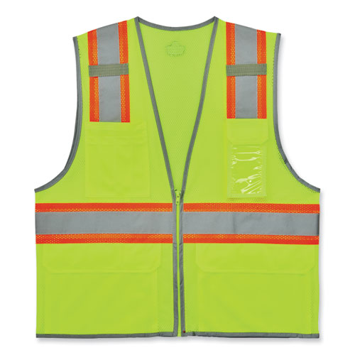 GloWear 8246Z-S Single Size Class 2 Two-Tone Mesh Vest, Polyester, X-Large, Lime, Ships in 1-3 Business Days