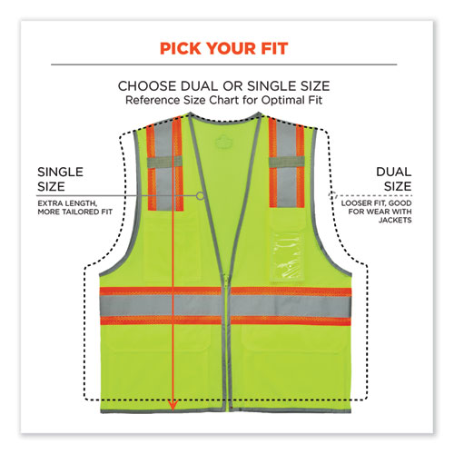 GloWear 8246Z-S Single Size Class 2 Two-Tone Mesh Vest, Polyester, Large, Lime, Ships in 1-3 Business Days