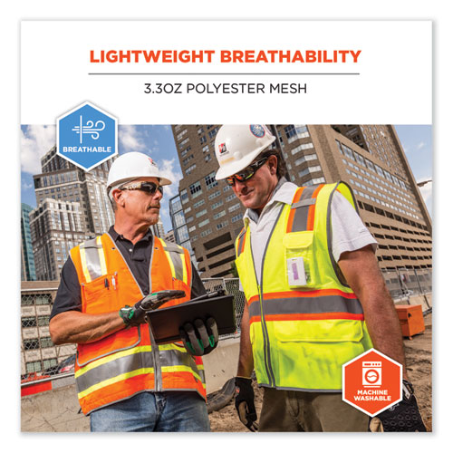 GloWear 8246Z-S Single Size Class 2 Two-Tone Mesh Vest, Polyester, Large, Lime