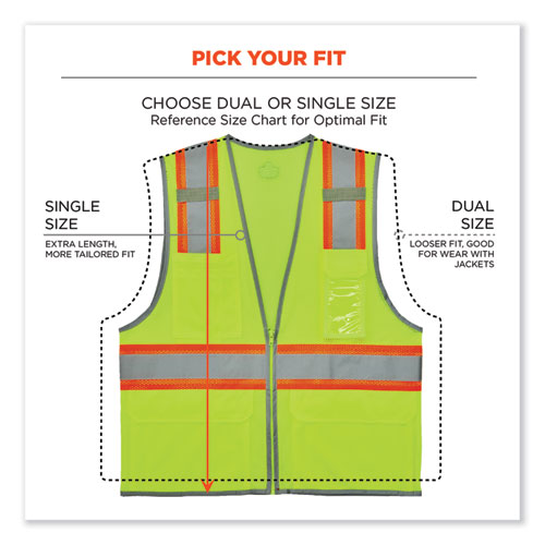 GloWear 8246Z-S Single Size Class 2 Two-Tone Mesh Vest, Polyester, Medium, Lime
