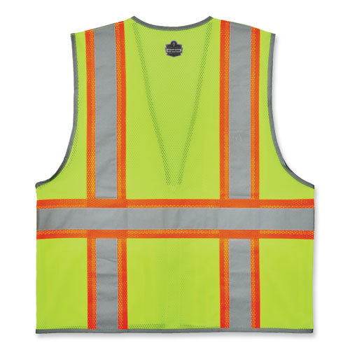 GloWear 8246Z-S Single Size Class 2 Two-Tone Mesh Vest, Polyester, Medium, Lime