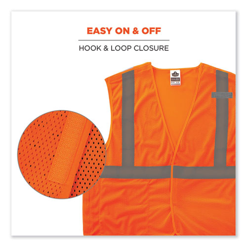 GloWear 8215BA-S Single Size Class 2 Economy Breakaway Mesh Vest, Polyester, 5X-Large, Orange
