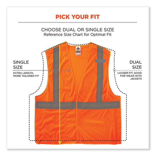 GloWear 8215BA-S Single Size Class 2 Economy Breakaway Mesh Vest, Polyester, 4X-Large, Orange
