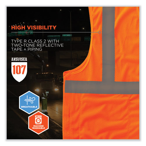 GloWear 8215BA-S Single Size Class 2 Economy Breakaway Mesh Vest, Polyester, 4X-Large, Orange