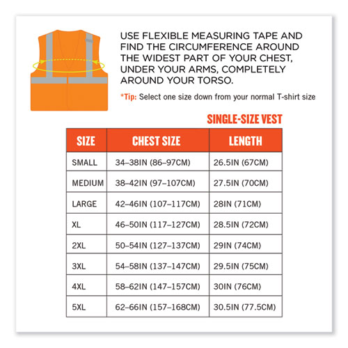 GloWear 8215BA-S Single Size Class 2 Economy Breakaway Mesh Vest, Polyester, X-Small, Orange
