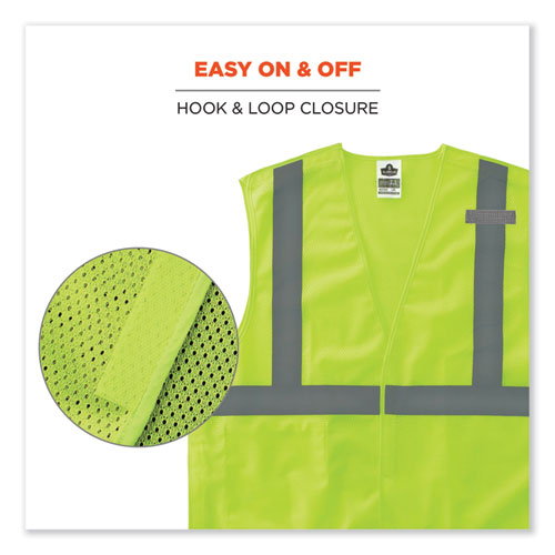 GloWear 8215BA-S Single Size Class 2 Economy Breakaway Mesh Vest, Polyester, 5X-Large, Lime