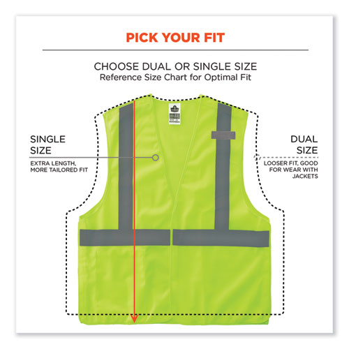 GloWear 8215BA-S Single Size Class 2 Economy Breakaway Mesh Vest, Polyester, 3X-Large, Lime
